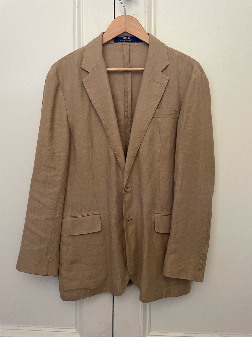 Polo by Ralph Lauren Beige Linen Sport Coat with Navy Label